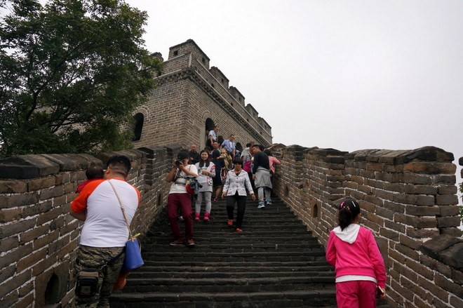 touriste sur la grande muraille de chine